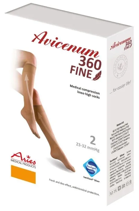 Lýtkové punčochy Avicenum PHLEBO 360 COTTON II.KT—Velikost 3, barva natura, délka dlouhá, bez špice