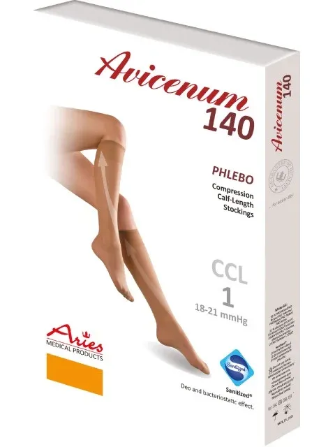 Lýtkové punčochy Avicenum PHLEBO 140—Velikost 2, barva černá, délka normal, se špicí