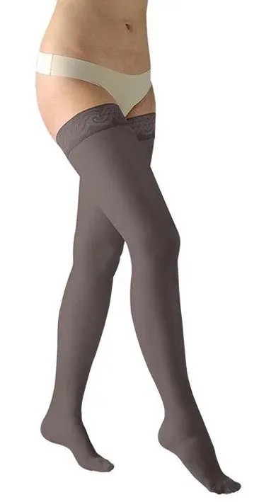 Stehenní punčochy Avicenum PHLEBO 360 FINE II.KT—Velikost 4, barva anthracit, s krajkou, délka dlouhá, se špicí