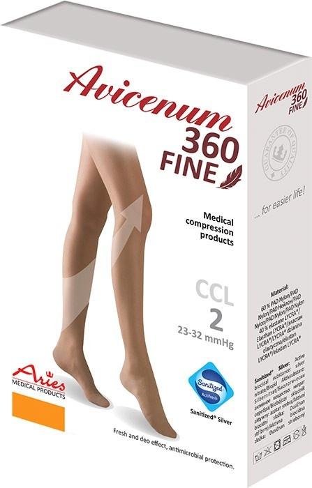 Stehenní punčochy Avicenum PHLEBO 360 FINE II.KT—Velikost 3, barva modrá, s krajkou, délka dlouhá, se špicí