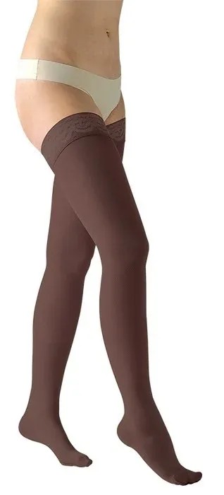 Stehenní punčochy Avicenum PHLEBO 360 II.KT—Velikost 4, barva čokoláda, s krajkou, délka dlouhá, se špicí