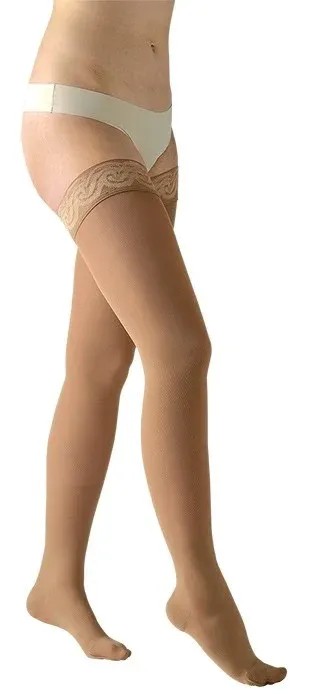 Stehenní punčochy Avicenum PHLEBO 360 II.KT—Velikost 4+, barva natura, s krajkou, délka dlouhá, se špicí