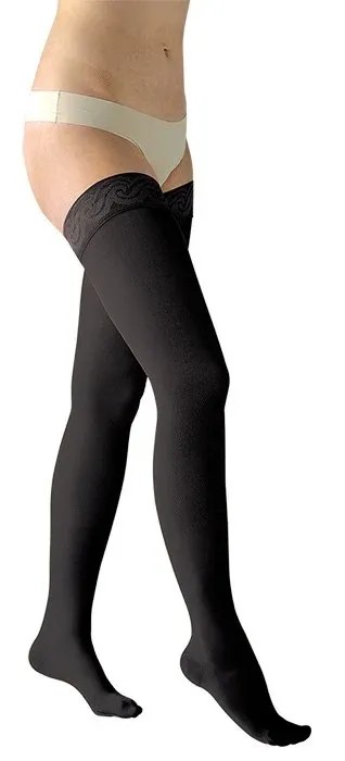 Stehenní punčochy Avicenum PHLEBO 360 II.KT—Velikost 4+, barva černá, s krajkou, délka dlouhá, se špicí