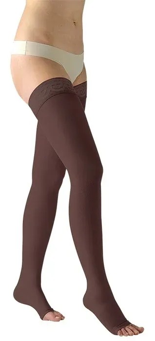 Stehenní punčochy Avicenum PHLEBO 360 II.KT—Velikost 4, barva čokoláda, s krajkou, délka normal, bez špice