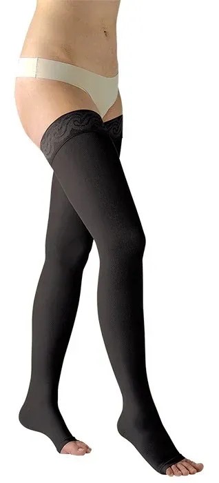 Stehenní punčochy Avicenum PHLEBO 360 II.KT—Velikost 1+, barva černá, s krajkou, délka dlouhá, bez špice