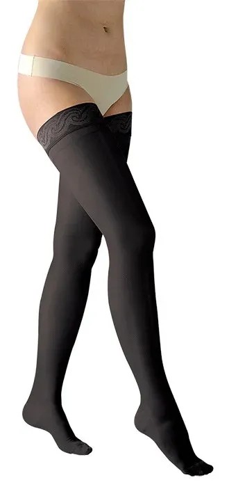 Stehenní punčochy Avicenum PHLEBO 140—Velikost 3, barva černá, s krajkou, délka dlouhá, se špicí