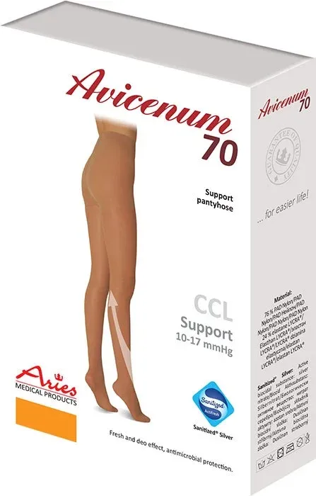 Punčochové kalhoty Avicenum PHLEBO 70—Velikost 1+, velký klín, barva natura, se špicí