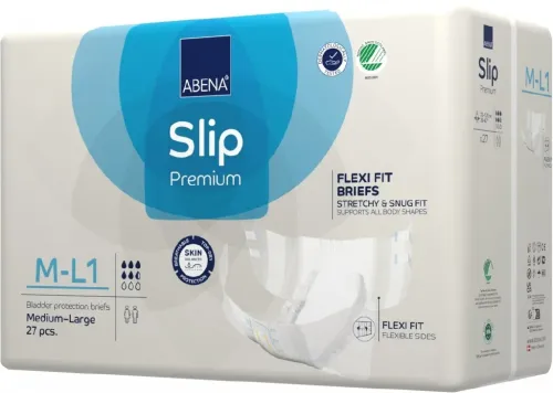 Abena Slip FLEXI FIT PREMIUM M-L1—Absorpční kalhotky, boky 70-120 cm, savost 1800ml, 27ks