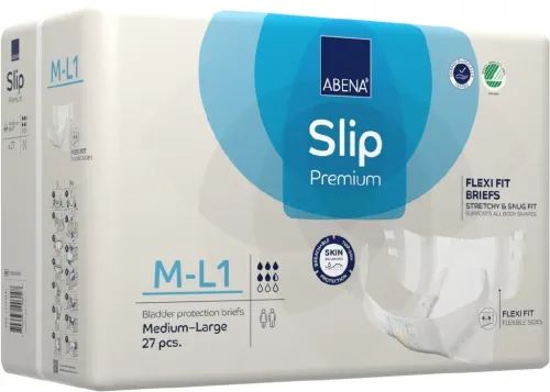 Abena Slip FLEXI FIT PREMIUM M-L1—Absorpční kalhotky, boky 70-120 cm, savost 1800ml, 27ks