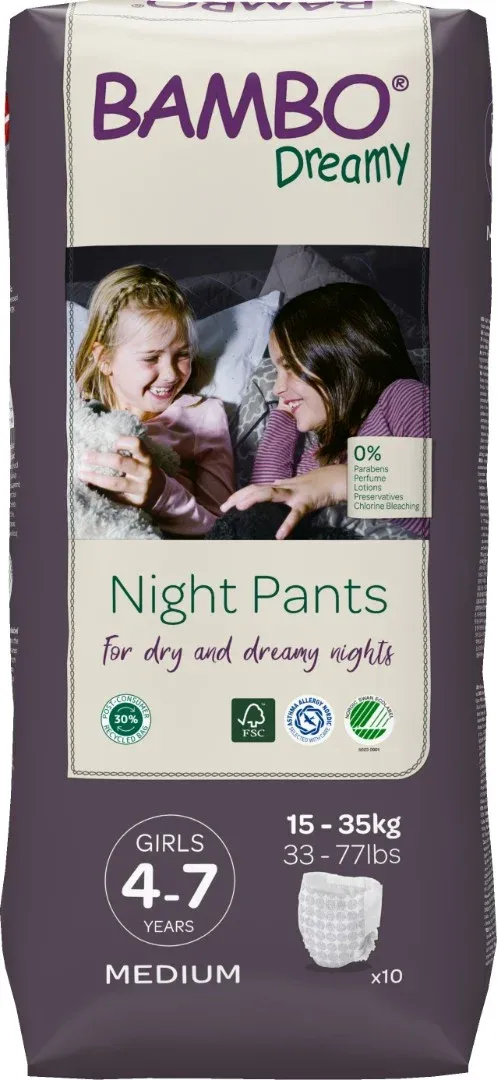 Bambo Dreamy Nights PANTS 4-7 GIRL, 15-35 kg—4-7 let, 15-35 kg, pro dívky, 10ks