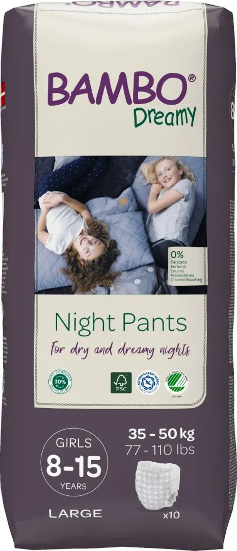 Bambo Dreamy Nights PANTS 8-15 GIRL, 35-50 kg—8-15 let, 35-50 kg, pro dívky, 10ks