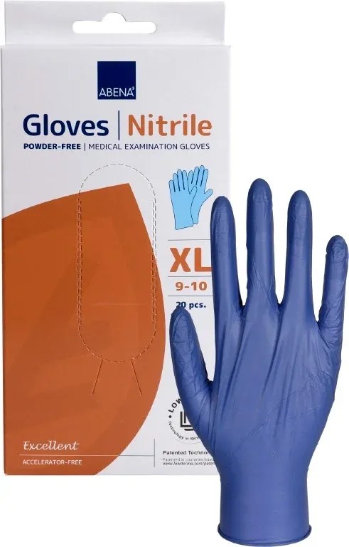 Abena Rukavice NITRIL XL - modré—Nepudrované, 20 ks/box