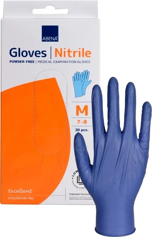 Abena Rukavice NITRIL M - modré—Nepudrované, 20 ks/box