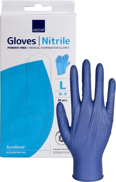 Abena Rukavice NITRIL L - modré—Nepudrované, 20 ks/box
