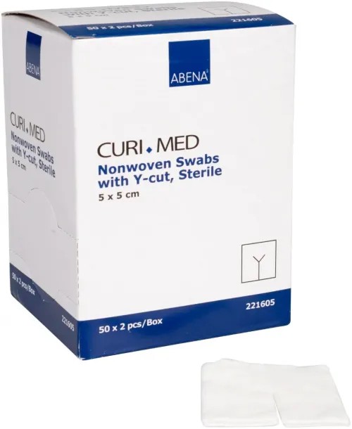 Kompresy s "Y" zářezem, sterilní—5 x 5 cm,100 ks/bal