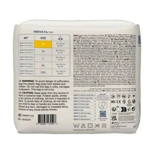 Abena FIX NET S—Fixační síťované kalhotky, boky 70-120 cm, 5ks