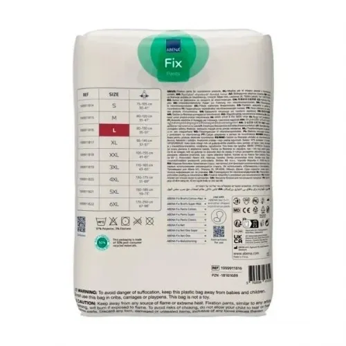 Abena Fixační zesílené kalhotky FIX PANTS SUPER L—s nohavičkami, boky 90-130 cm, 3ks