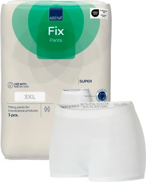 Abena FIX PANTS SUPER 3XL—Fixační zesílené kalhotky s nohavičkami, boky 110-165 cm, 3ks