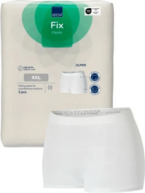 Abena FIX PANTS SUPER 4XL—Fixační zesílené kalhotky s nohavičkami, boky 130-175 cm, 3ks