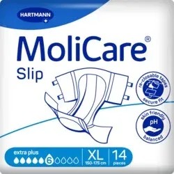 MoliCare Slip 6 kapek XL—Zalepovací kahlotky, boky 150-175 cm, savost 2532ml, 14ks