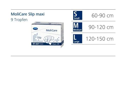MoliCare Slip 9 kapek L—Zalepovací kalhotky, boky 120-150 cm, savost 3834ml, 14 ks