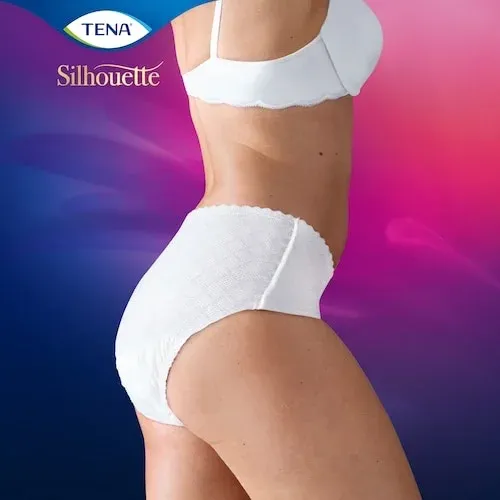 TENA Silhouette Normal Low Waist Blanc M—Kalhotky absorpční natahovací s boky 6 ks