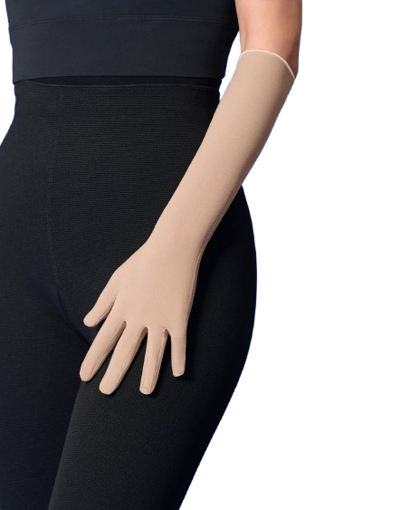 Rukavice kompresivní standardní Cicatrex Skin 3448—Velikost 2, barva karamelová, zavřené prsty
