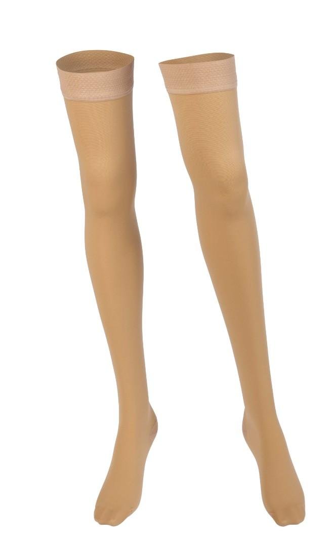 Stehenní punčochy DEONA COTTON II.K.T.—Se standartním lemem, velikost 3+, barva tělová, délka dlouhá, se špicí