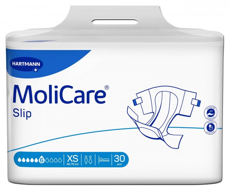 MoliCare Slip 6 kapek XS—Zalepovací kalhotky, boky 40-70cm, savost 1367ml, 30ks