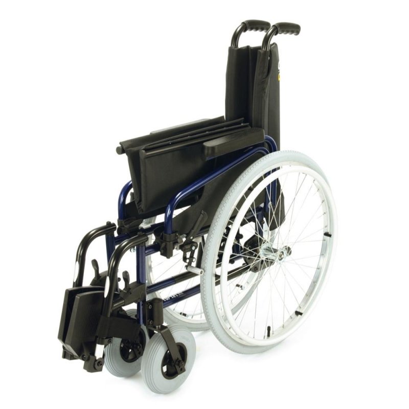 Invalidní vozík odlehčený pro amputáře PLURIEL—Barva modrá metalíza, šířka sedu 42cm