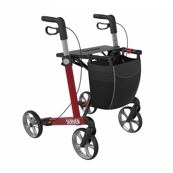 Čtyřkolové chodítko Meyra SERVER—Skládací, barva červená