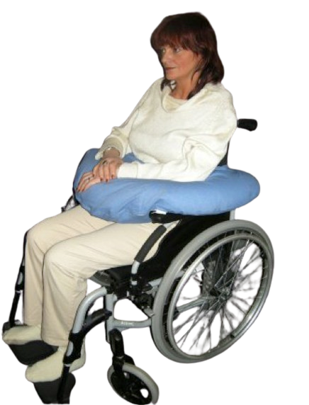 Polštář s potahem ve tvaru půlměsíce —PU potah s úchyty