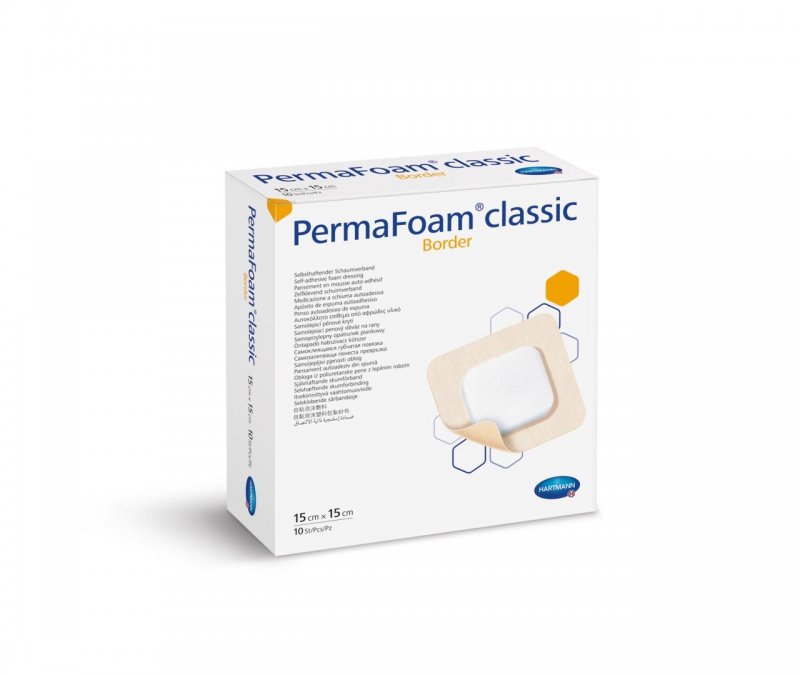 Polyuretanové krytí PermaFoam Classic Border—S lepícím okrajem, 15 x 15 cm (10 x 10 cm vel. polštářku), 10ks
