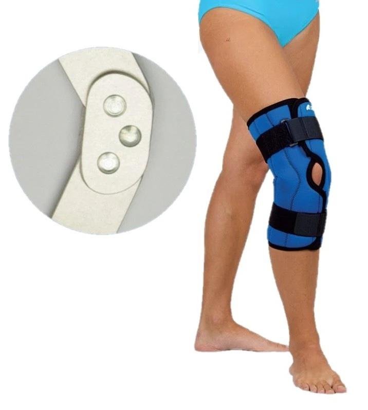 Ortika ortéza kolenního kloubu OR 7C - XS—Ortéza krátká s přední zapínání s dvouosým duralovým kloubem