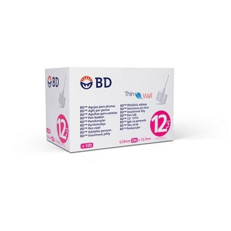 BD inzulínové jehly k jednorázovému použití – 29 G—Tenkostěnné, 12,7 mm, 100ks