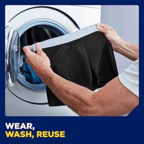 TENA Men Washable Underware Black M—Boxerky absorbční natahovaní, 1ks