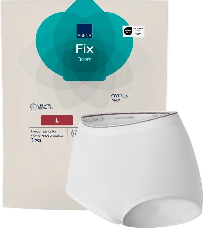 ABENA Fix Briefs Cotton Maxi L—Elastické a prodyšné fixační kalhoty bez nohaviček, 3 ks