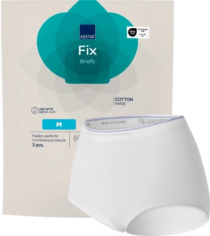 ABENA Fix Briefs Cotton Maxi M—Elastické a prodyšné fixační kalhoty bez nohaviček, 3 ks