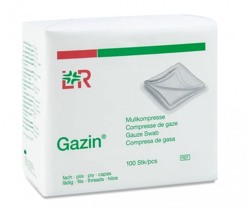 Gazin - nesterilní komprese 7,5 x 7,5 cm—Gázová hydrofilní skládaná komprese, 100ks