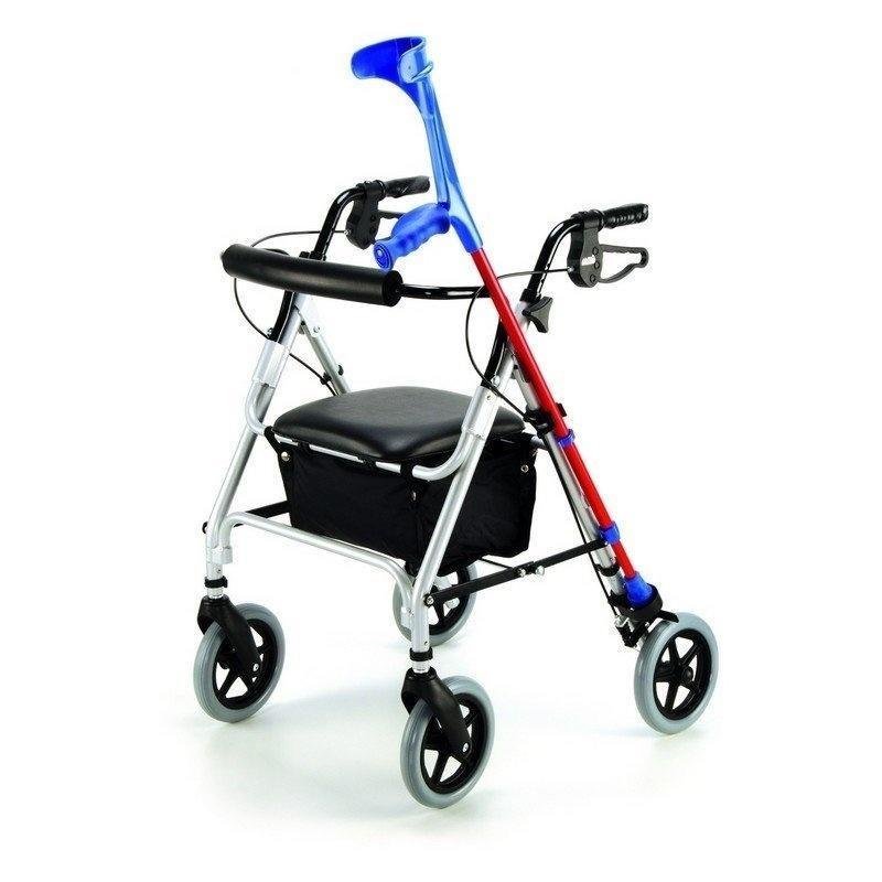 Čtyřkolové chodítko odlehčené 103 - šampaň—Skládací rám se sedátkem, nastavitelná výška, brzdy