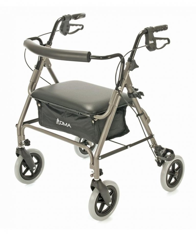Čtyřkolové chodítko odlehčené 103 - šampaň—Skládací rám se sedátkem, nastavitelná výška, brzdy