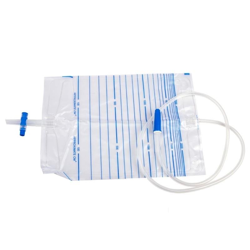 Urinální sáček s dolní křížovou výpustí—2000 ml, délka hadice 120 cm, sterilní, 10ks
