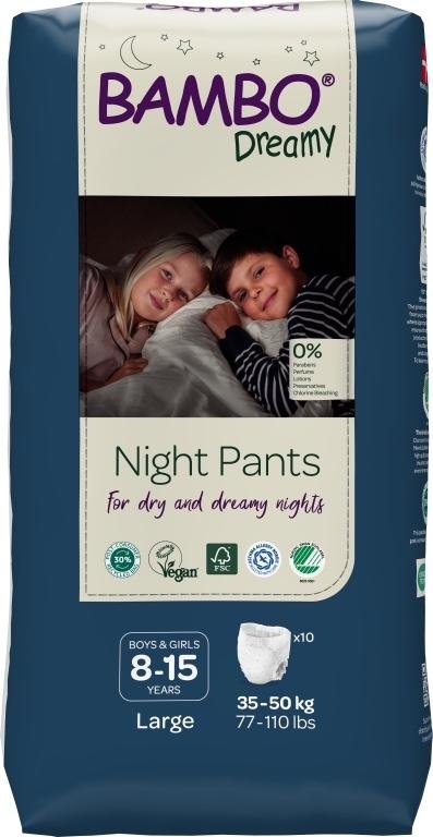 Bambo Dreamy Nitght Pants, unisex, 8-15 let—35-50 Kg, pro chlapce i dívky, 10 Ks