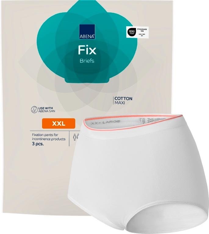 ABENA Fix Briefs Cotton Maxi XXL—Elastické a prodyšné fixační kalhoty bez nohaviček, 3 ks