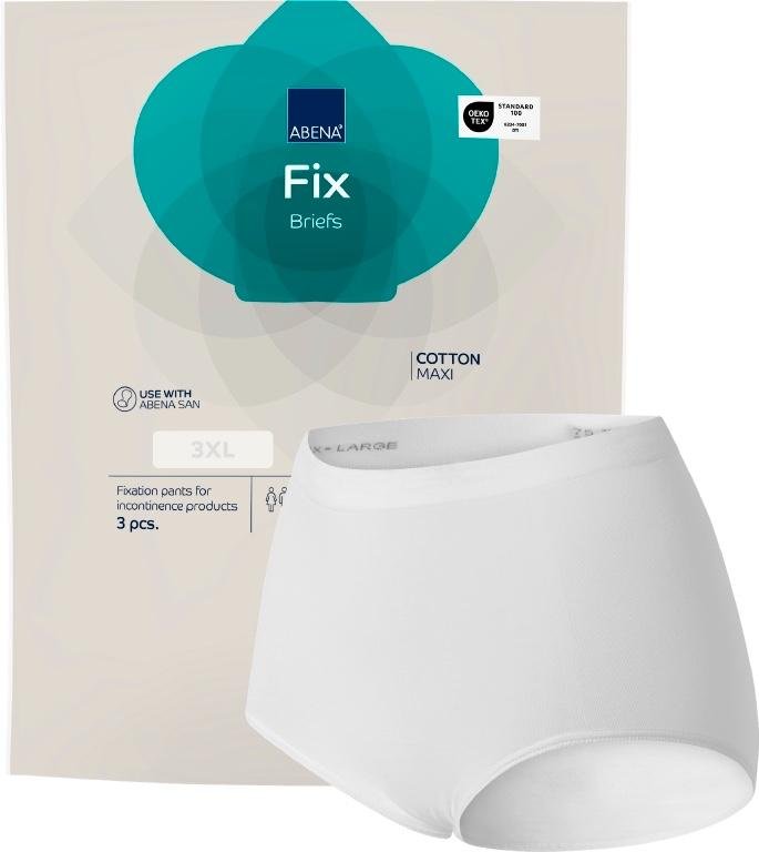 ABENA Fix Briefs Cotton Maxi XXXL—Elastické a prodyšné fixační kalhoty bez nohaviček, 3 ks