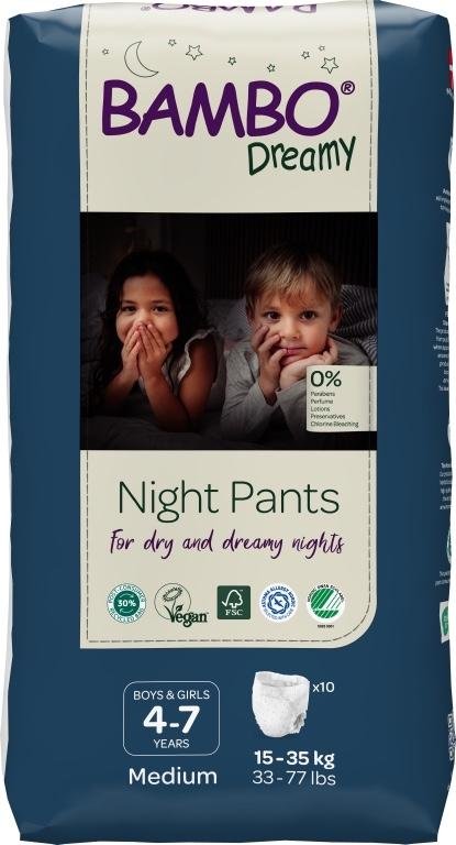 Bambo Dreamy Night Pants, unisex, 4-7 let—15-35 kg, pro chlapce i dívky, 10ks