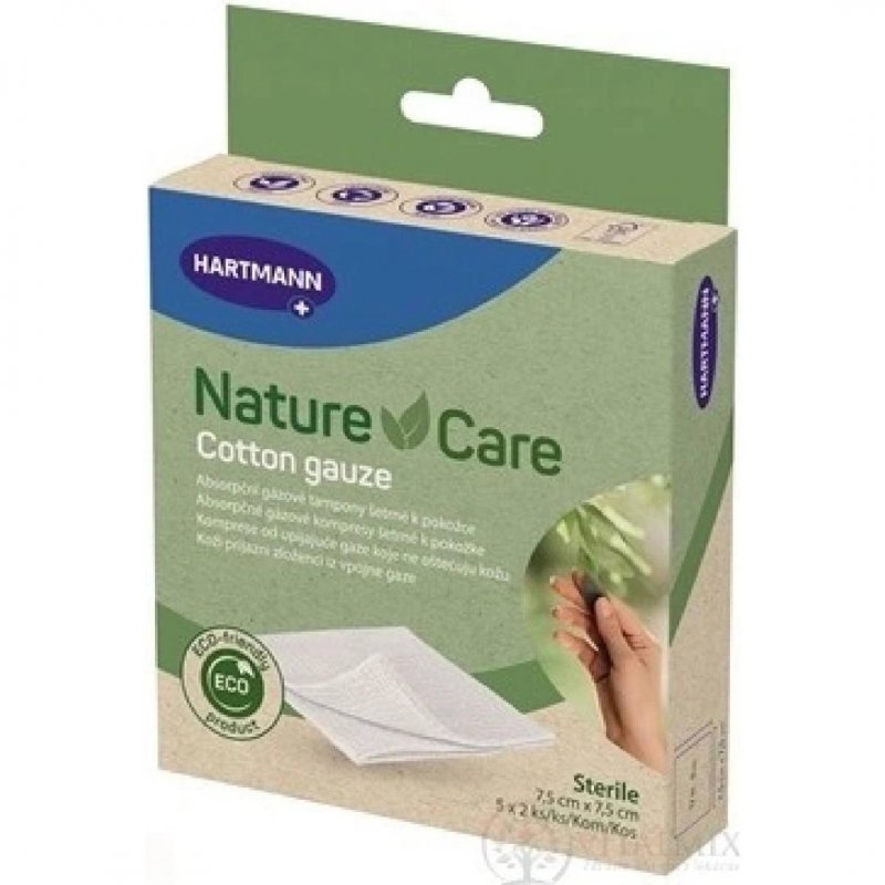 Nature Care bavlněný gázový kompres—7.5x7.5cm 5x2ks