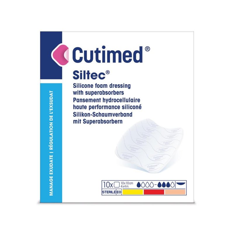 Pěnové krytí CUTIMED SILTEC—10 cm x 10 cm, 10ks