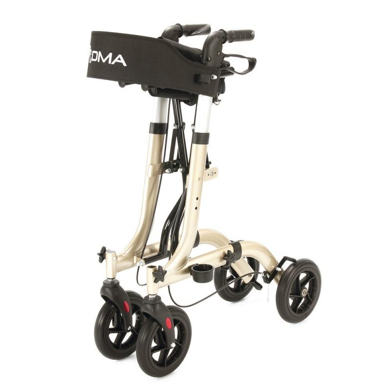 Čtyřkolové chodítko odlehčené 101 champagne ÚZKÉ—Skládací rám se sedátkem, nastavitelná výška, brzdy