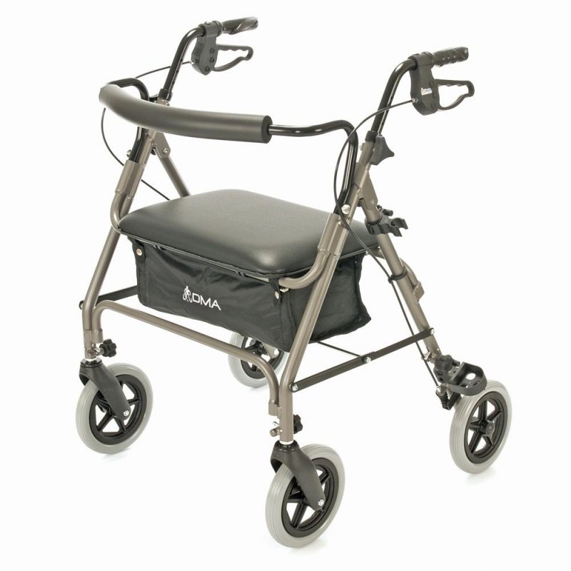 Čtyřkolové chodítko 249 A - rozšířené - champagne—Skládací rám se sedátkem, nastavitelná výška, brzdy